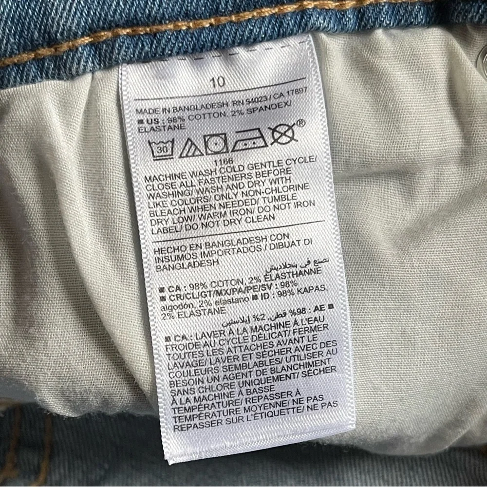 Old Navy OG Straight High Rise Jeans Girls Size 10 Cut-off Blue Medium Wash